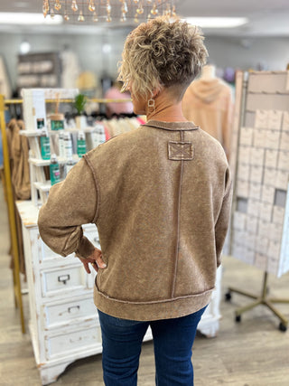 Out of Line Acid Wash Fleece Sweatshirt