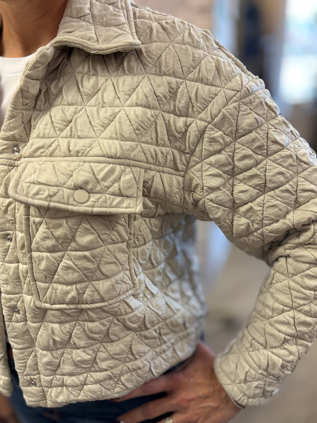 Out and About Quilted Jacket-Tops-LovLov-Evergreen Boutique, Women’s Fashion Boutique in Santa Claus, Indiana