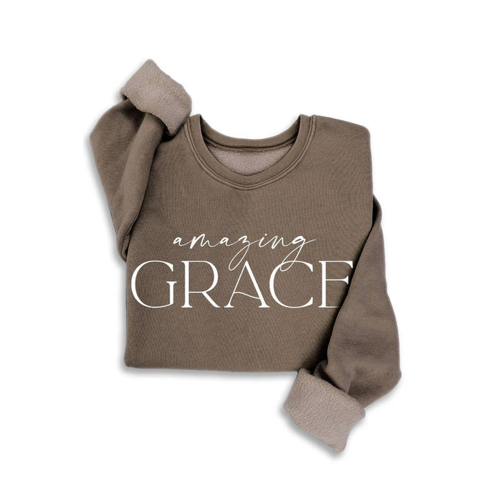 Amazing Grace Mineral Brown Sweatshirt-Tops-HRTandLUV-Evergreen Boutique, Women’s Fashion Boutique in Santa Claus, Indiana