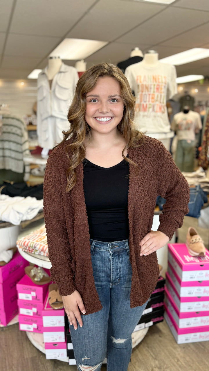 Carly Popcorn Cardigan-Cardigans-Zenana-Evergreen Boutique, Women’s Fashion Boutique in Santa Claus, Indiana