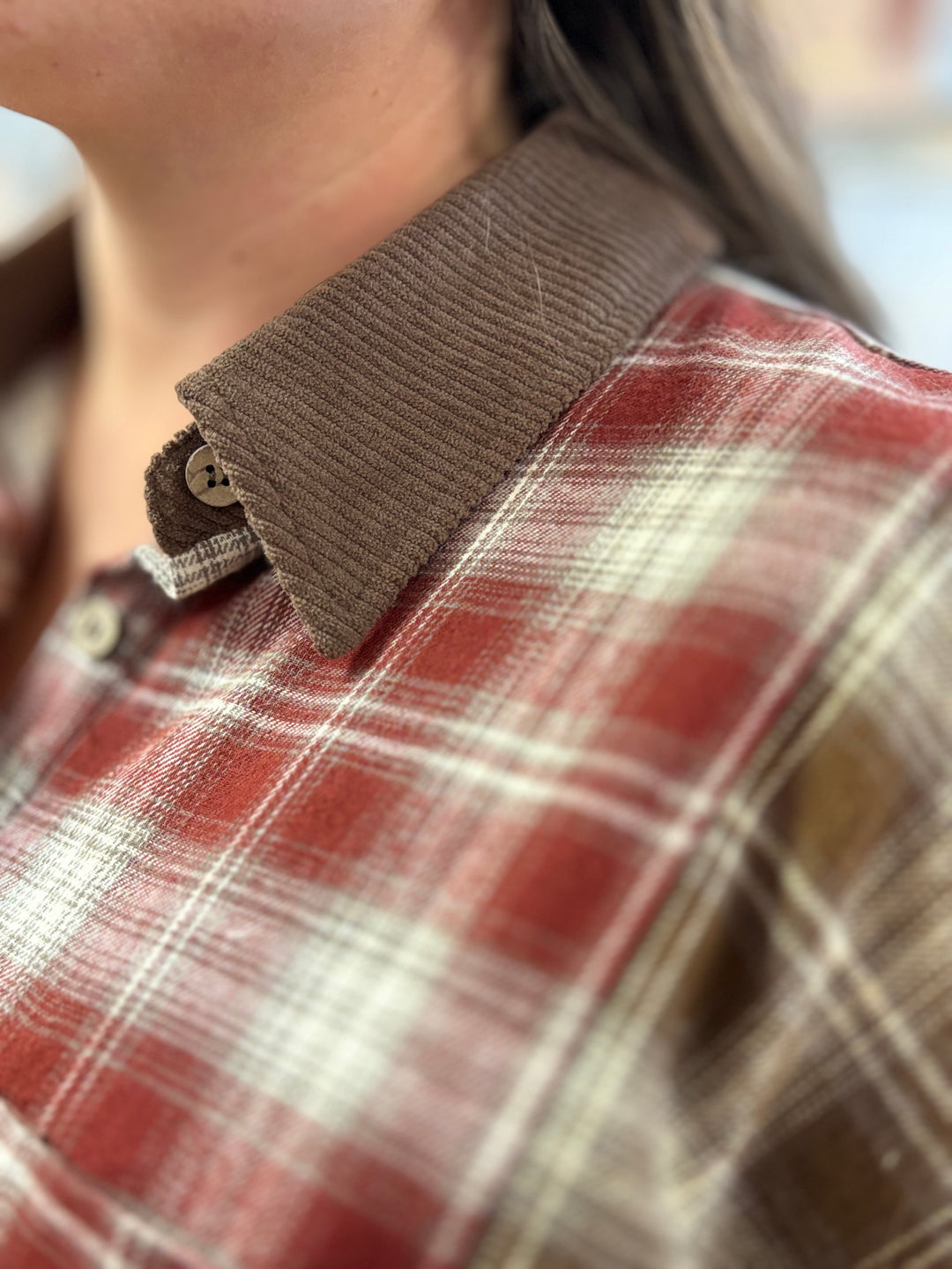 Block Party Plaid Shirt-Tops-Blu Pepper-Evergreen Boutique, Women’s Fashion Boutique in Santa Claus, Indiana