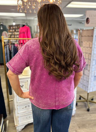 Acid Wash Plum Tee