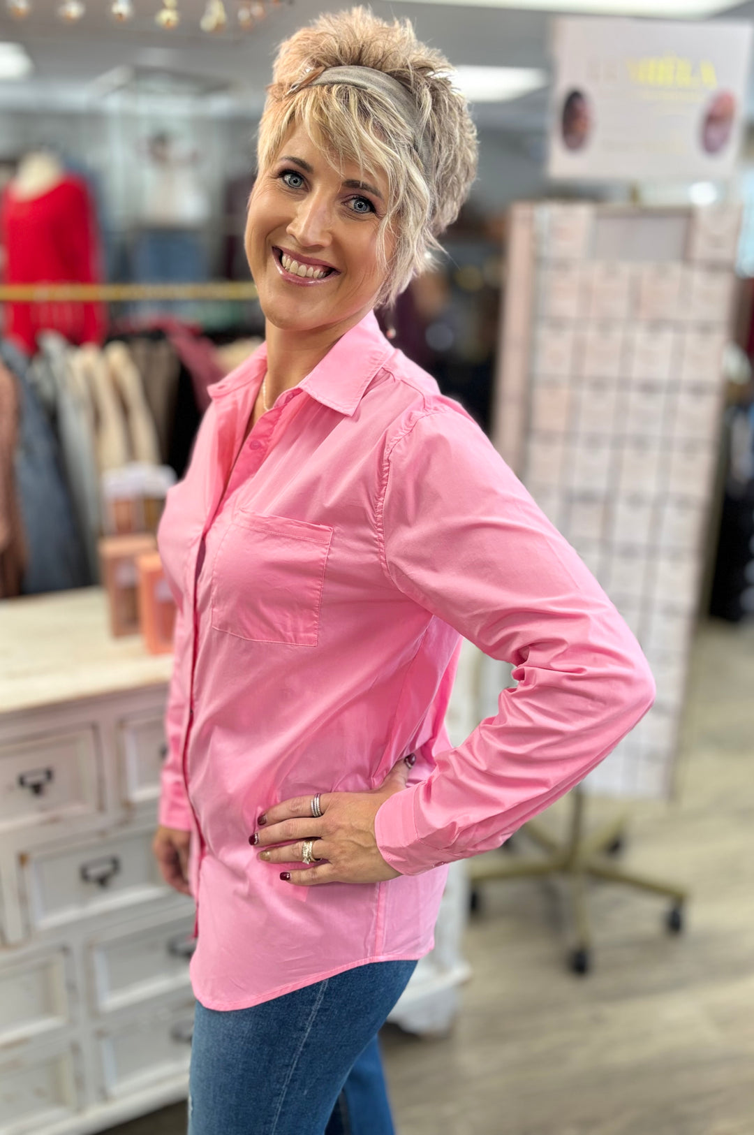 Classic Collared Button Down Poplin Shirt-Tops-La Miel-Evergreen Boutique, Women’s Fashion Boutique in Santa Claus, Indiana