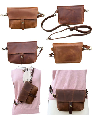 W022S crazy horse genuine leather crossbody-Roma Leathers, Inc.-Evergreen Boutique, Women’s Fashion Boutique in Santa Claus, Indiana