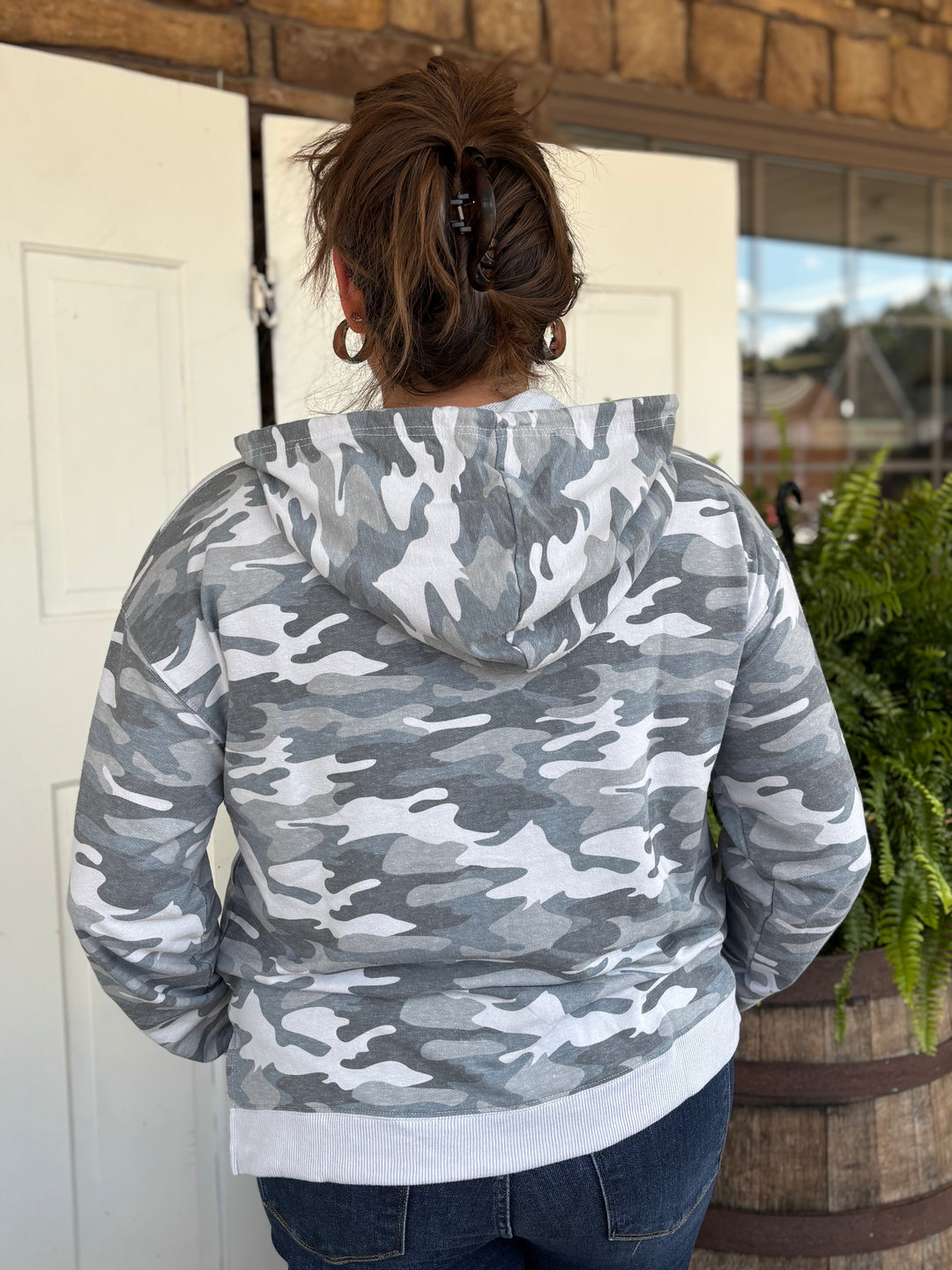 Camo French Terry Hoodie-tops-Timing-Evergreen Boutique, Women’s Fashion Boutique in Santa Claus, Indiana