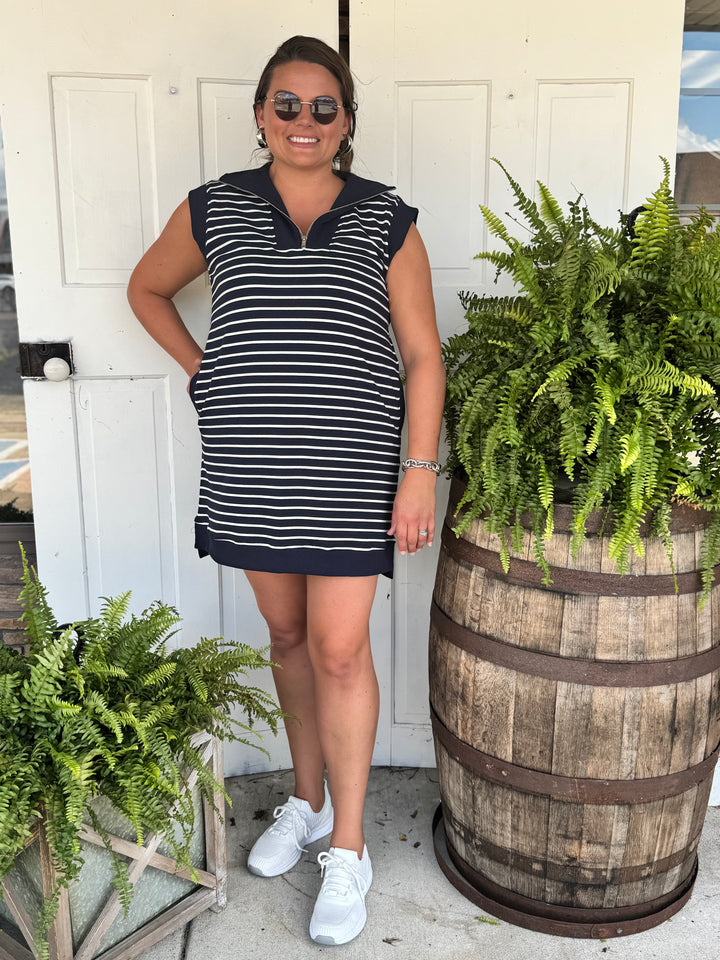 Ainsley Striped Dress-Dresses-Doe and Rae-Evergreen Boutique, Women’s Fashion Boutique in Santa Claus, Indiana
