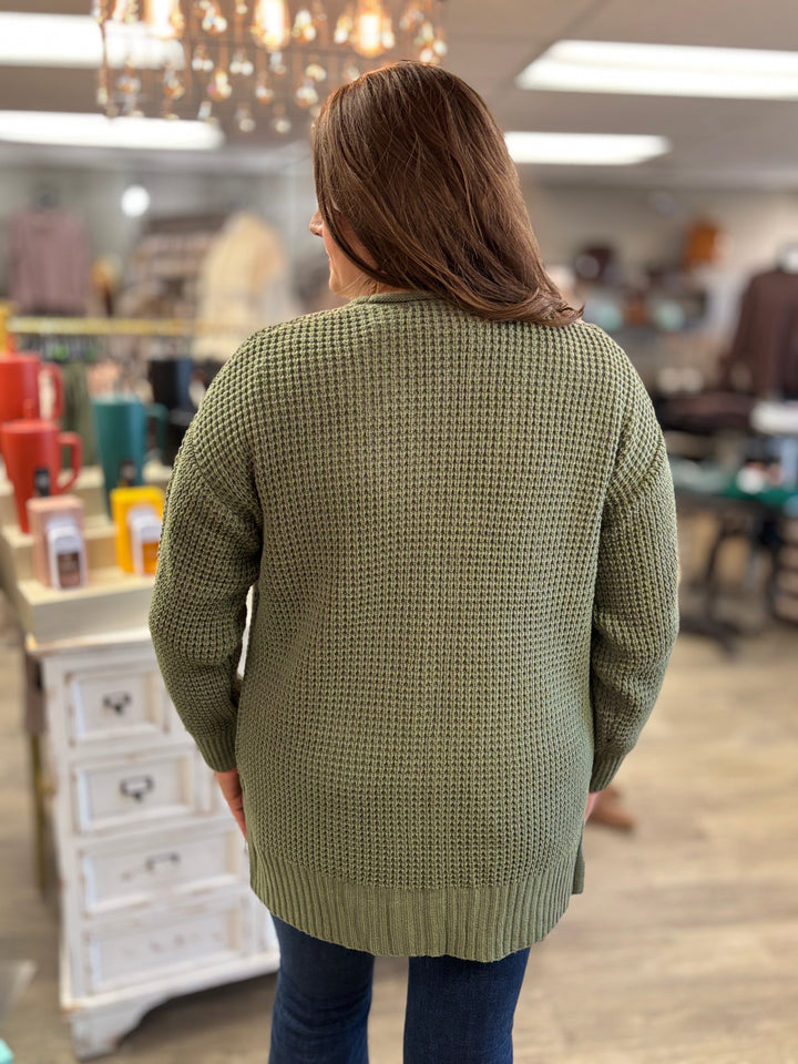 Isabella Waffle Knit Cardigan-Cardigans-Zenana-Evergreen Boutique, Women’s Fashion Boutique in Santa Claus, Indiana