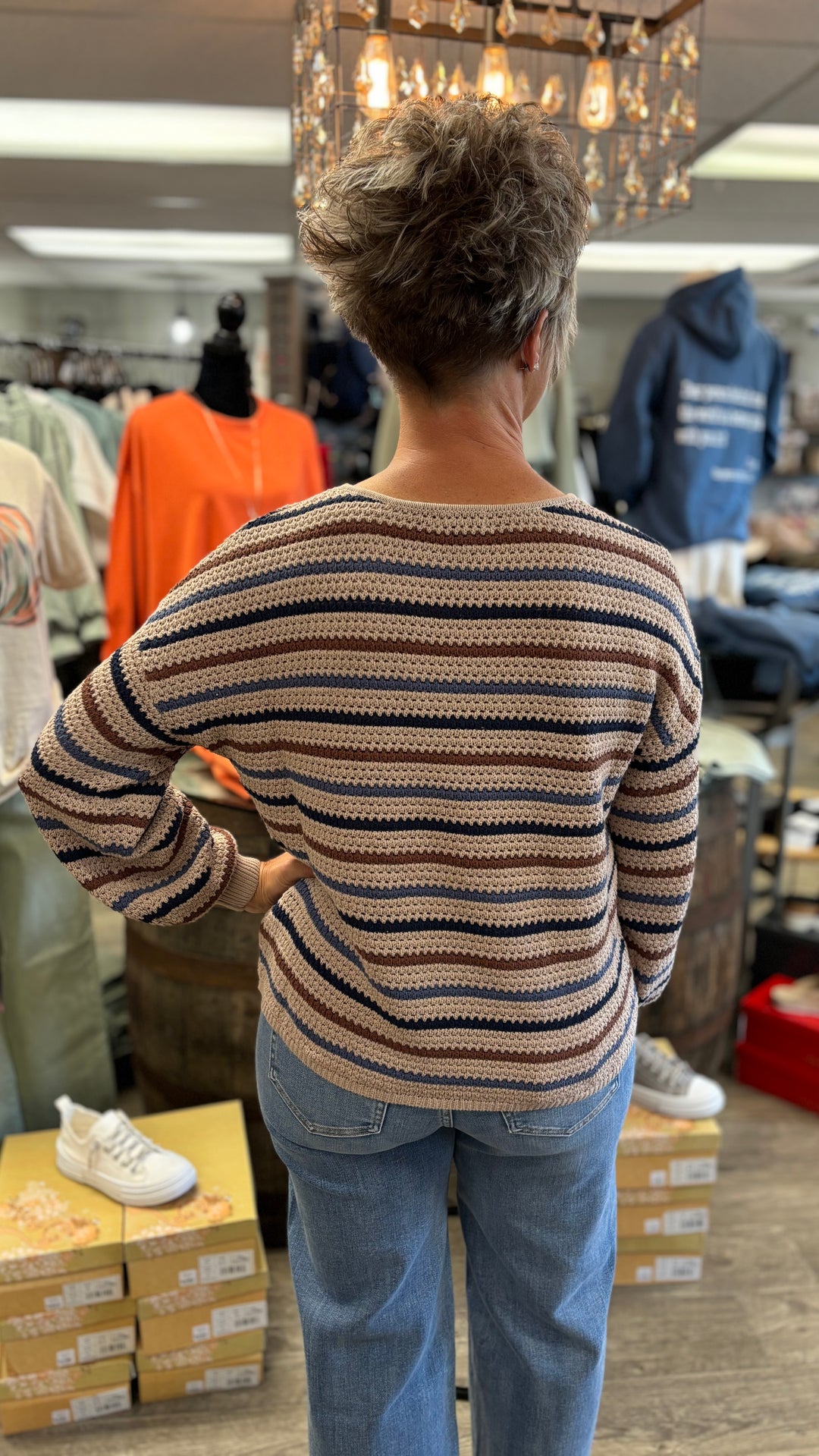 The Marisa Multicolor Stripe Sweater-Sweaters-Blu Pepper-Evergreen Boutique, Women’s Fashion Boutique in Santa Claus, Indiana