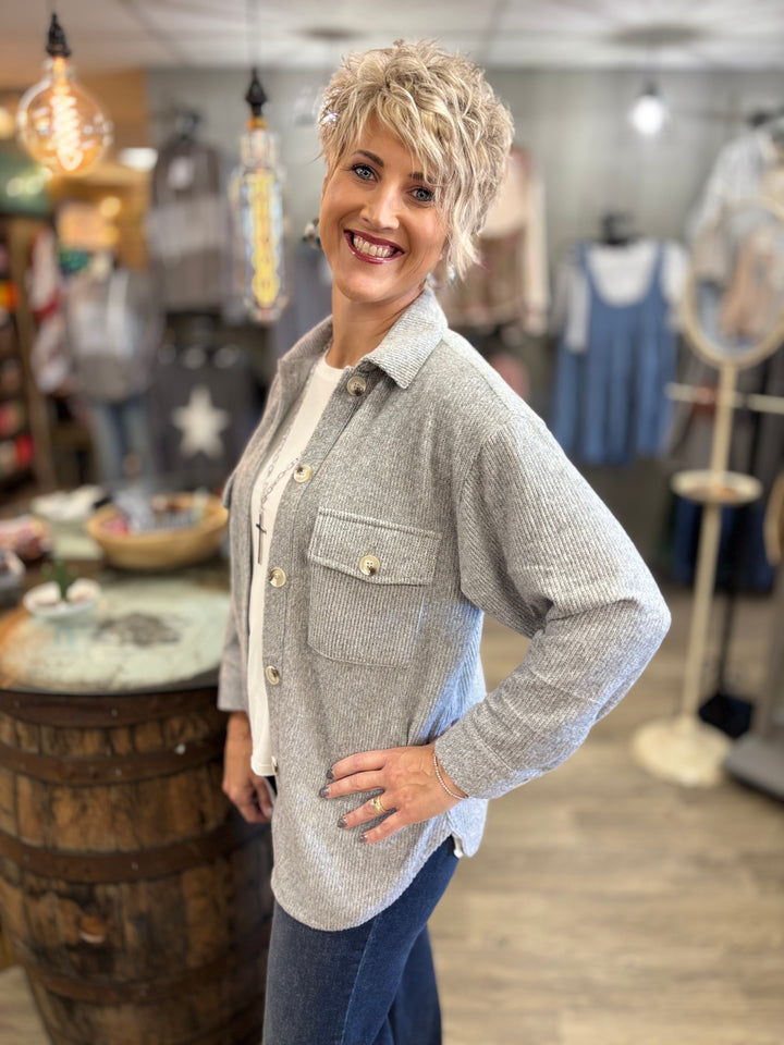 The Hangout Ribbed Shacket-Tops-Timing-Evergreen Boutique, Women’s Fashion Boutique in Santa Claus, Indiana