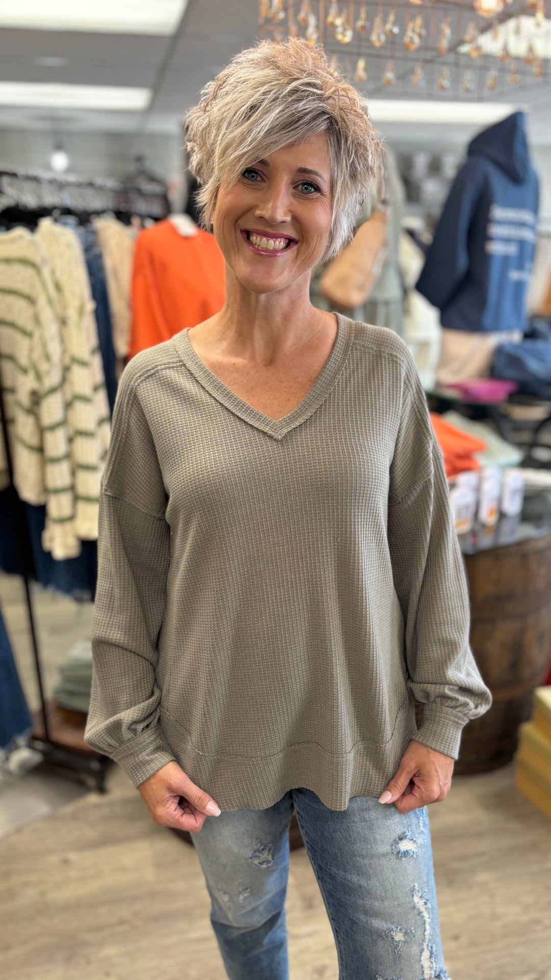 Easy On Me Elbow Patch Knit Top-Long Sleeves-Very J-Evergreen Boutique, Women’s Fashion Boutique in Santa Claus, Indiana