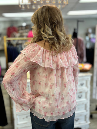 The Rosé All Day Ruffle Blouse