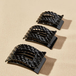 Flat Rectangle Hair Clip | Medium | Jet Black Quilted-TELETIES-Evergreen Boutique, Women’s Fashion Boutique in Santa Claus, Indiana
