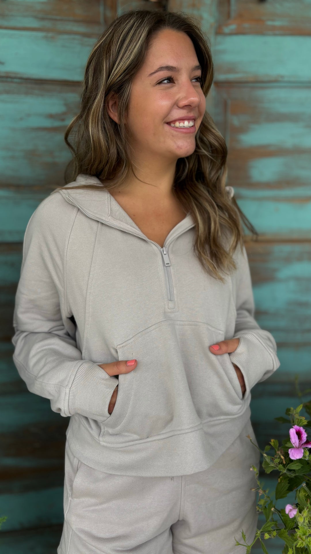 Half Zipped Cropped Hoodie-Sweatshirts-Rae Mode-Evergreen Boutique, Women’s Fashion Boutique in Santa Claus, Indiana