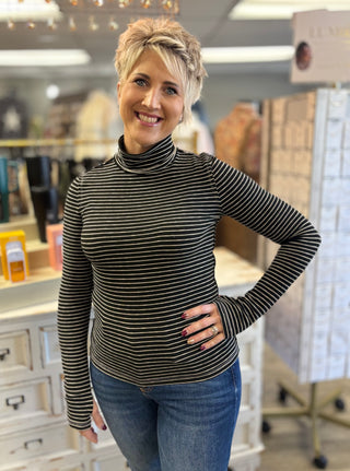 Salt & Pepper Mock Neck Top