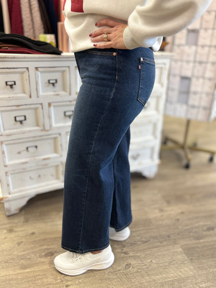 Judy Blue Short and Sweet Ankle Wide Leg Jeans