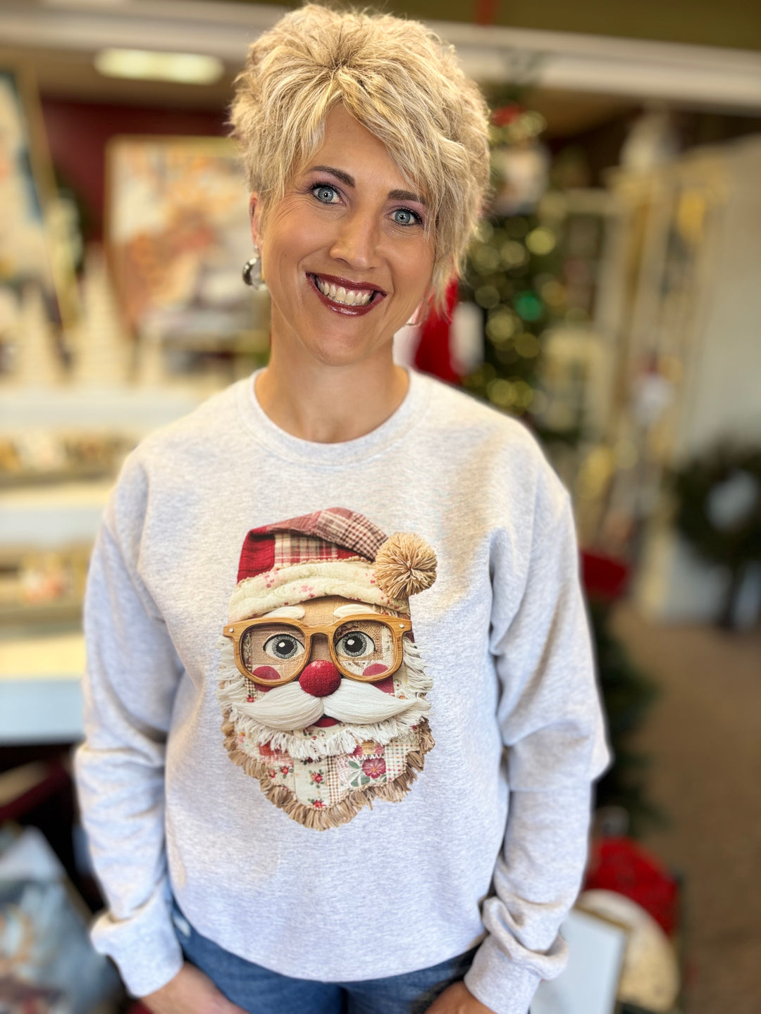 Santa Swag Faux Fringe Sweatshirt-tops-LICT Apparel-Evergreen Boutique, Women’s Fashion Boutique in Santa Claus, Indiana