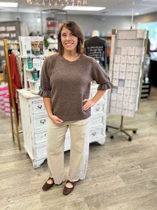 Ruffle Cuff Knit Sweater