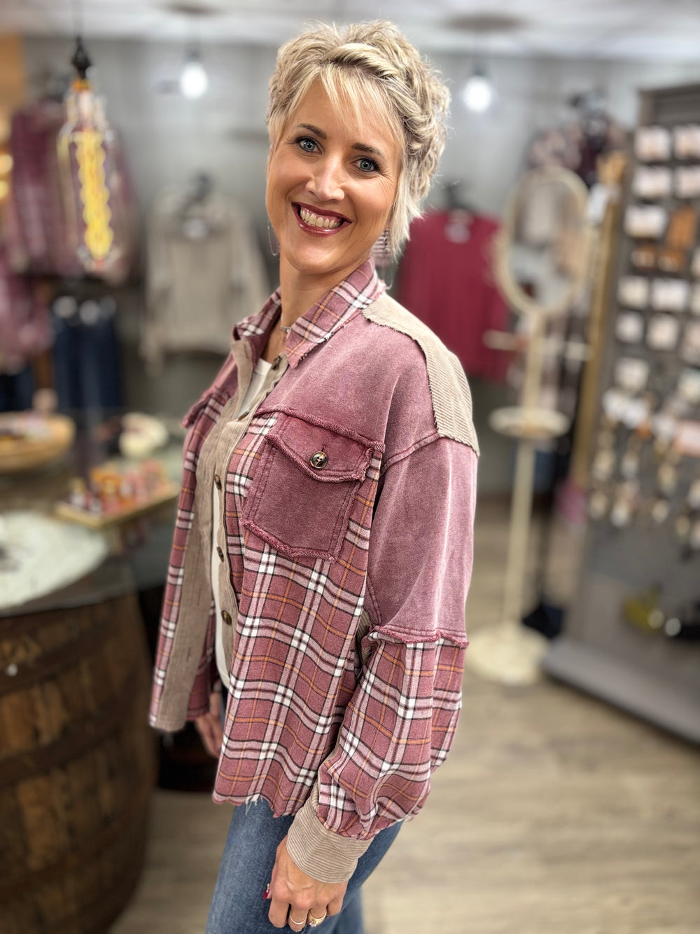 The Mulberry Moment Thermal Mix Shacket-Tops-Easel-Evergreen Boutique, Women’s Fashion Boutique in Santa Claus, Indiana