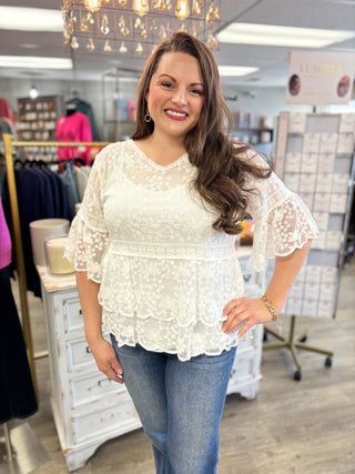 Lace Meets Crochet White Blouse