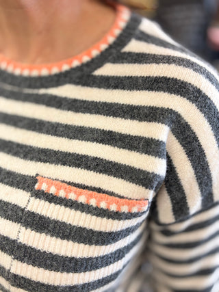 Pop of Color Blanket Stitch Sweater