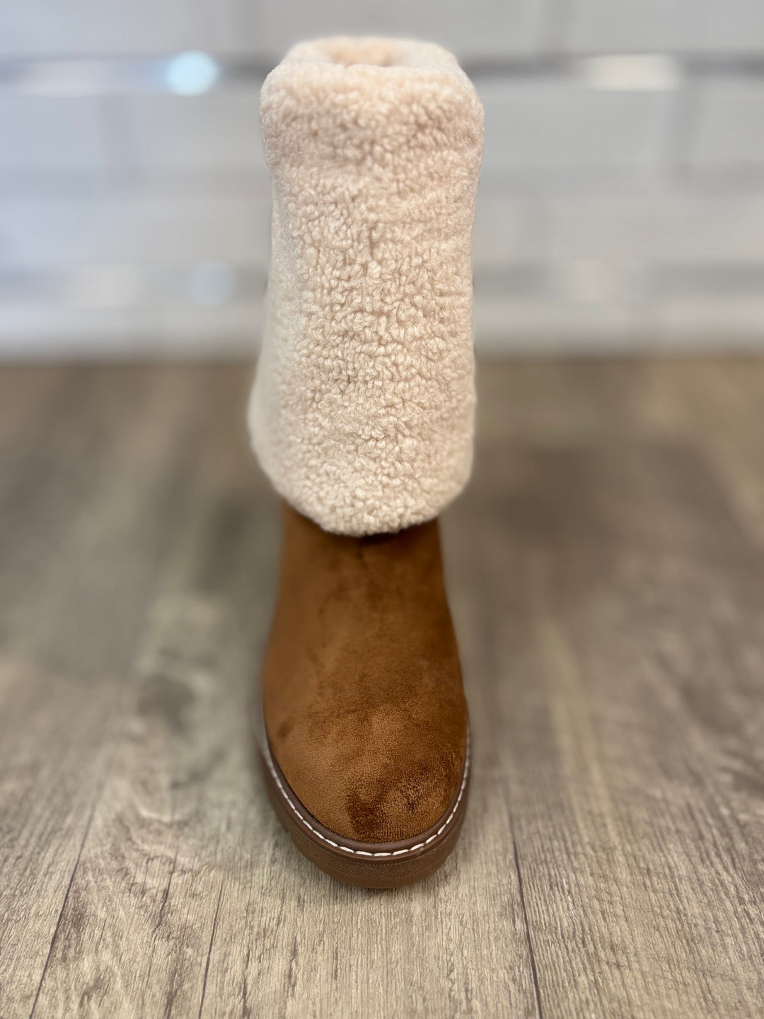 Everlee-2 Faux Suede Boot in New Tan-Shoes-Olem Shoe-Evergreen Boutique, Women’s Fashion Boutique in Santa Claus, Indiana