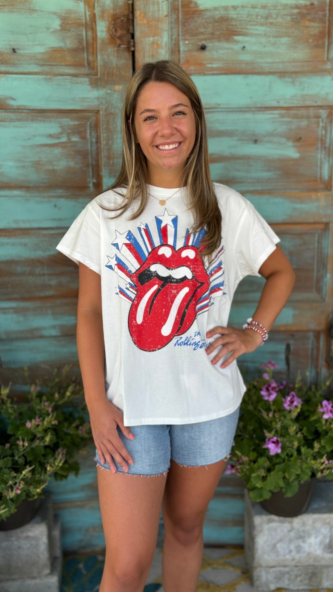 Rolling Stones Red, White, and Blue Graphic Tee-Graphic Tees-Fantastic Fawn-Evergreen Boutique, Women’s Fashion Boutique in Santa Claus, Indiana