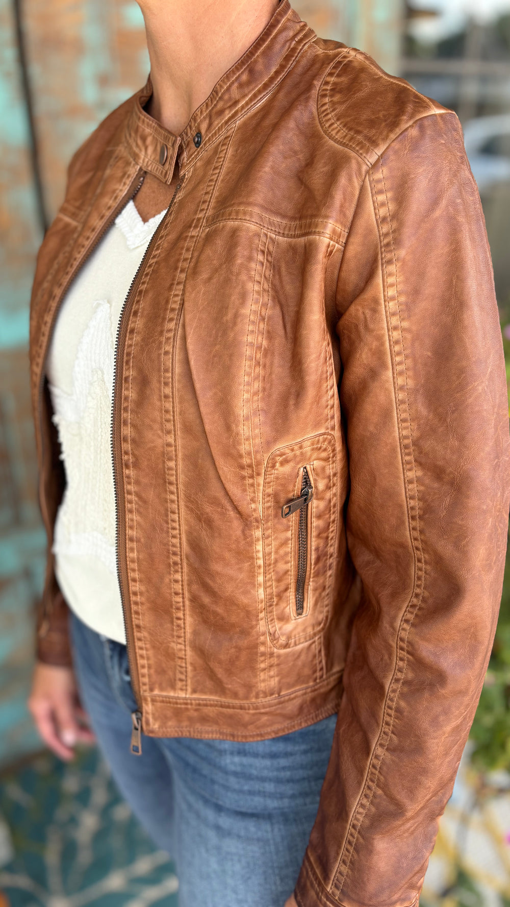 Ginny Vintage Leather Jacket-Jackets-26 International-Evergreen Boutique, Women’s Fashion Boutique in Santa Claus, Indiana