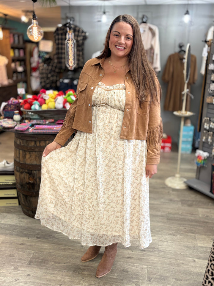 Garden Floral Chiffon Midi Dress-Dresses-Davi & Dani-Evergreen Boutique, Women’s Fashion Boutique in Santa Claus, Indiana