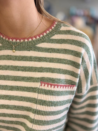 Pop of Color Blanket Stitch Sweater