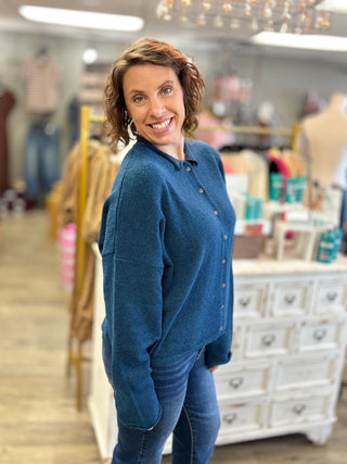 Collared Button Down Cardigan Sweater