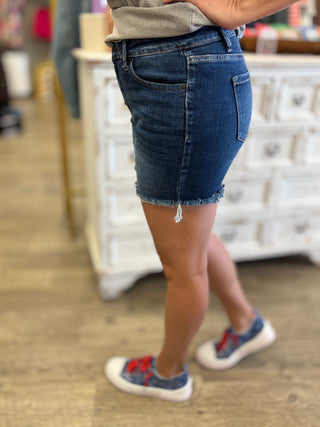 Midnight Fringe Denim Shorts