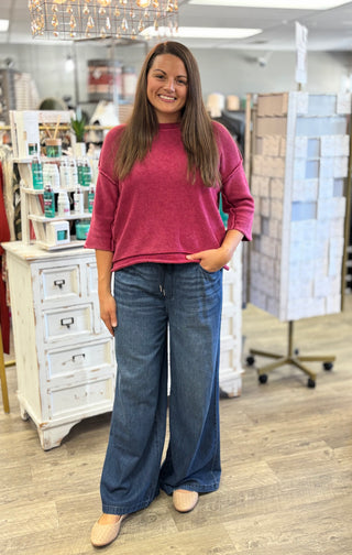 Judy Blue High Waist Elastic Waistband Featherweight Palazzo Jeans