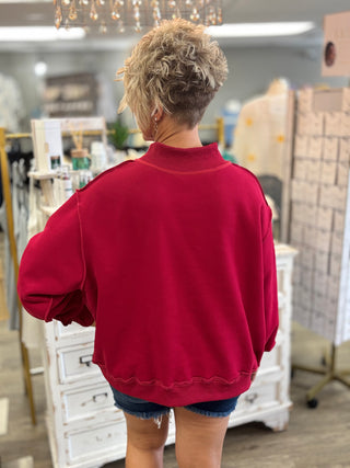 Indiana Mock Neck Sweatshirt-Crimson