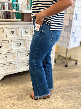 Risen Mid Rise Ankle Straight Jeans