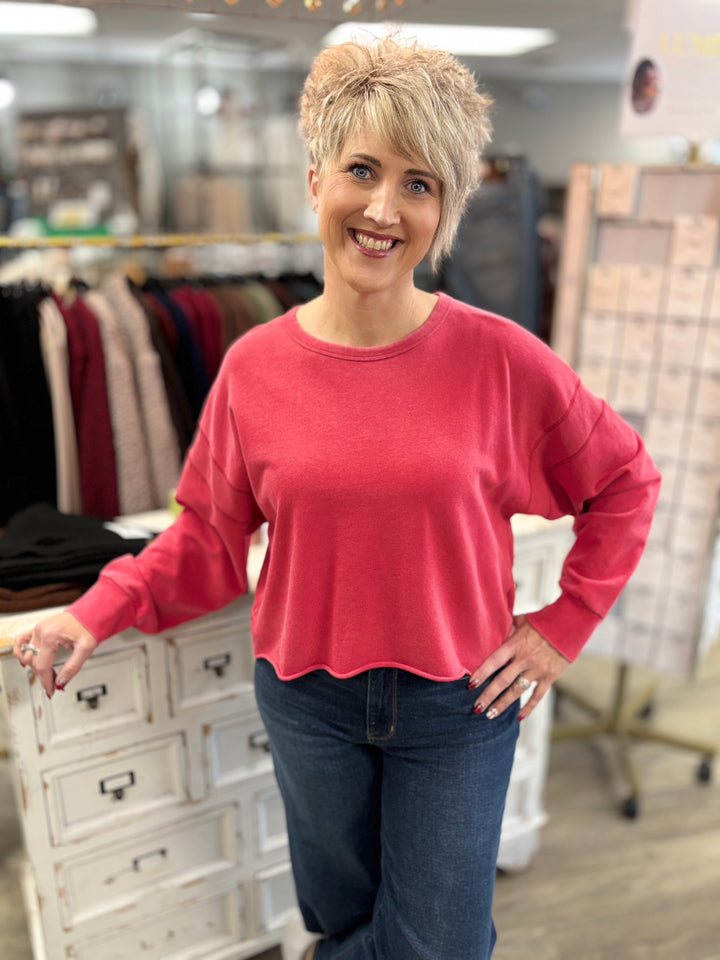 Cherry Cutout Back Layering Sweatshirt