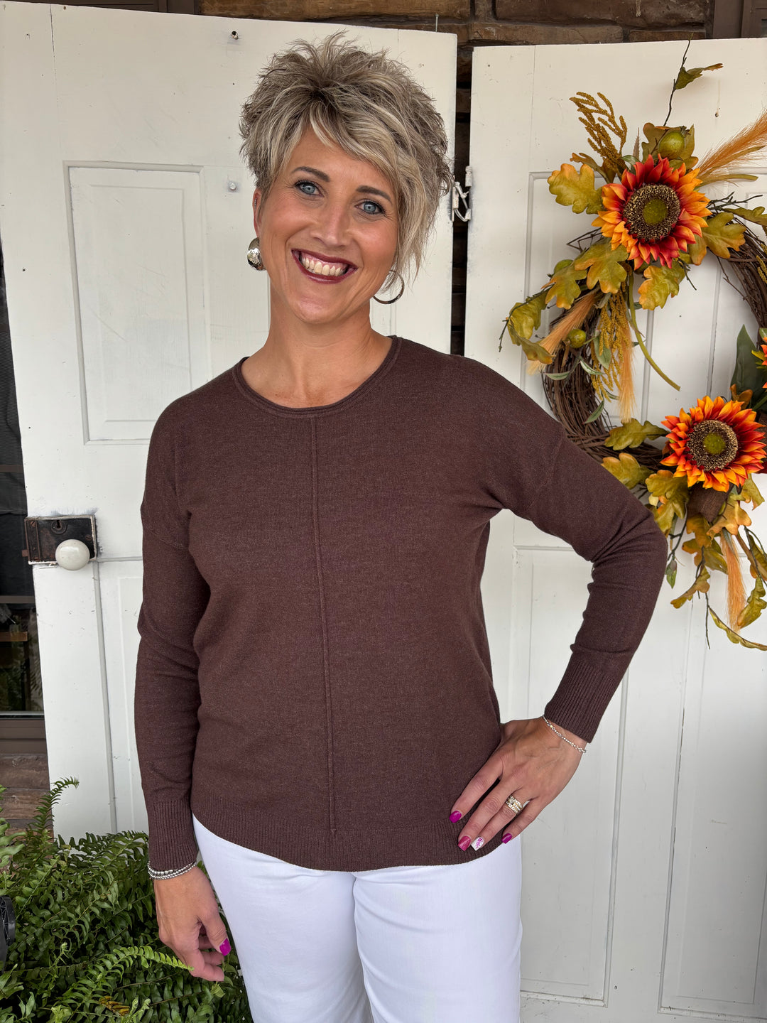 The Kennsington Front Seam Sweater-Tops-Zenana-Evergreen Boutique, Women’s Fashion Boutique in Santa Claus, Indiana