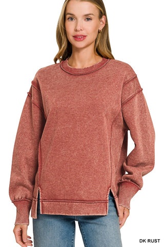 Out of Line Acid Wash Fleece Sweatshirt