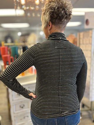 Salt & Pepper Mock Neck Top