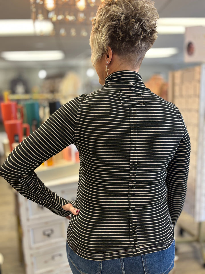 Salt & Pepper Mock Neck Top