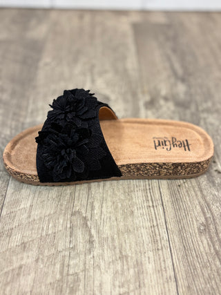 Corkys Wild Child Black Slide Sandal