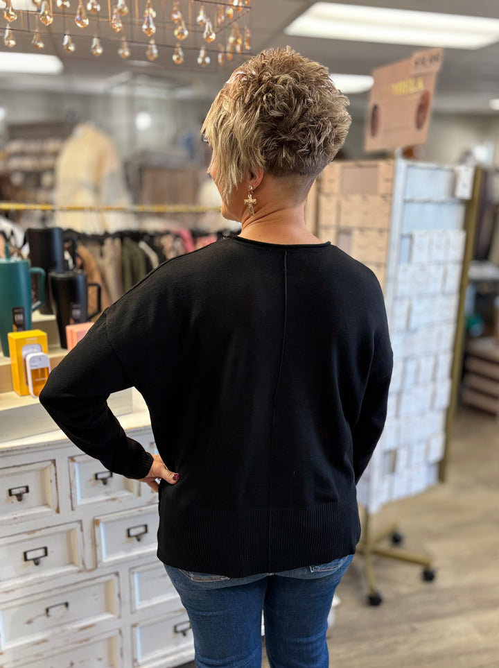 The Sugarplum Drop Shoulder Sweater-Tops-HYFVE-Evergreen Boutique, Women’s Fashion Boutique in Santa Claus, Indiana