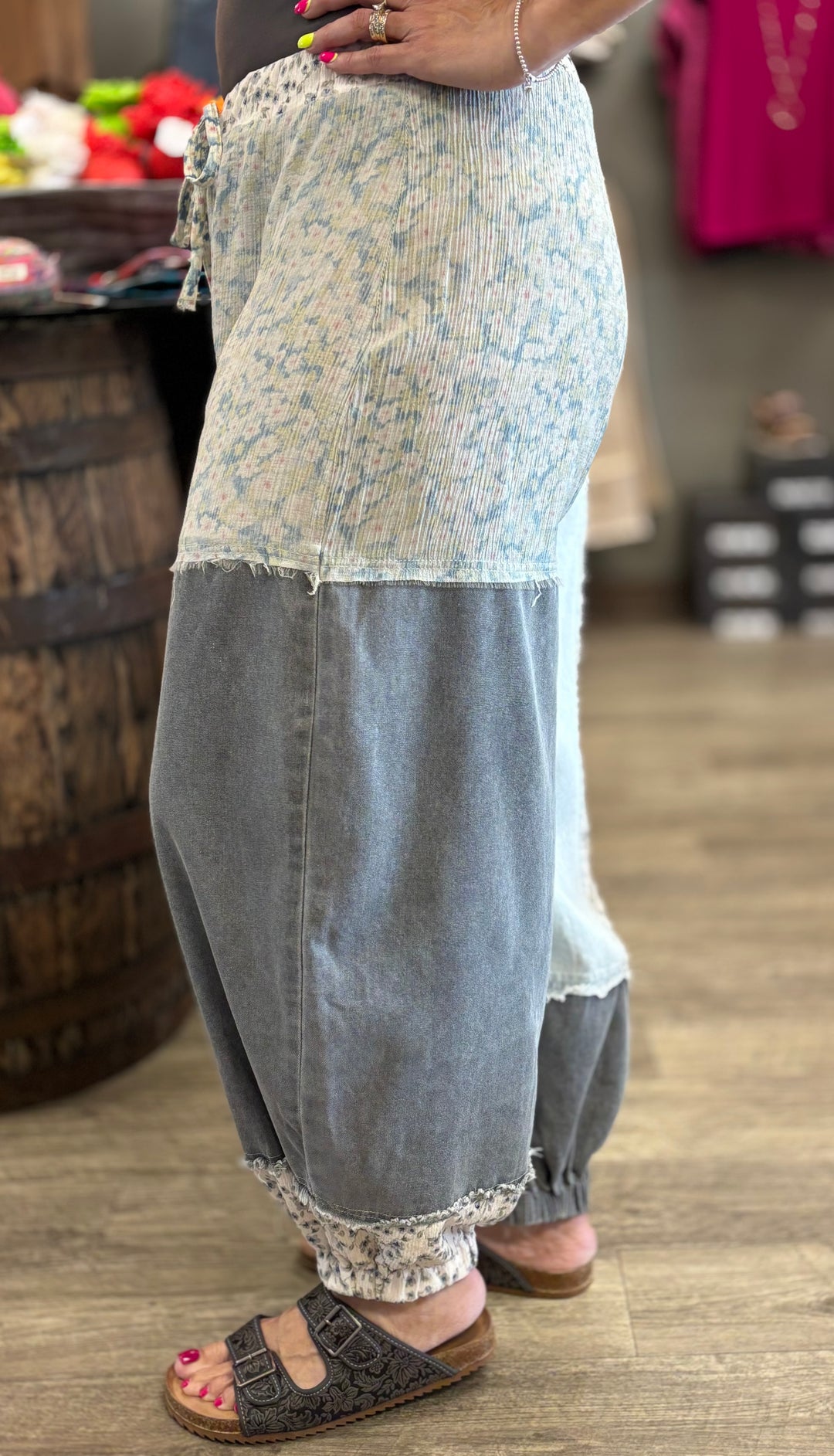 Contrast Patchwork Detail Pants by POL-Evergreen Boutique-Evergreen Boutique, Women’s Fashion Boutique in Santa Claus, Indiana