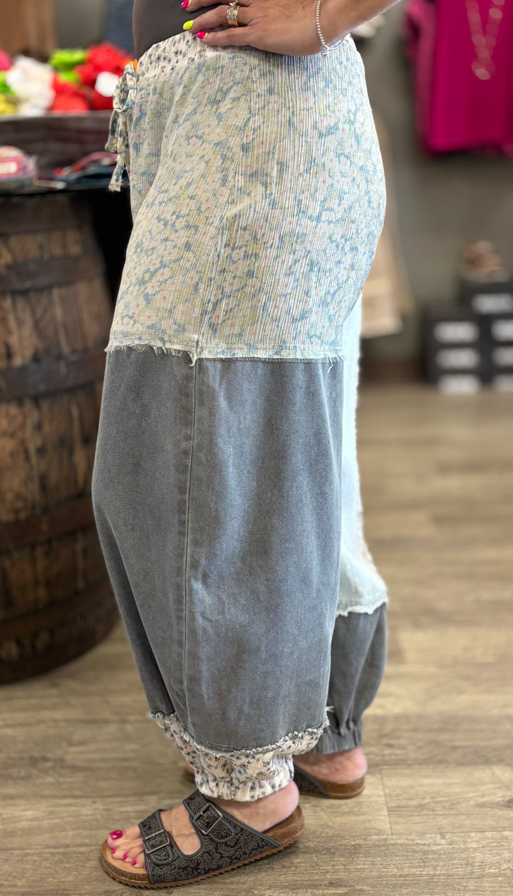 Contrast Patchwork Detail Pants by POL-Evergreen Boutique-Evergreen Boutique, Women’s Fashion Boutique in Santa Claus, Indiana