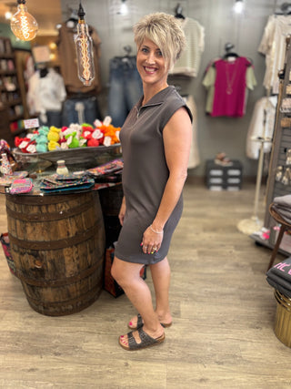 The Dakota Half Zip Dress-Dresses-Staccato-Evergreen Boutique, Women’s Fashion Boutique in Santa Claus, Indiana