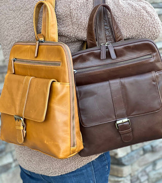 Wax Oil Cowhide Leather Backpack-Handbags-Roma Leathers, Inc.-Evergreen Boutique, Women’s Fashion Boutique in Santa Claus, Indiana