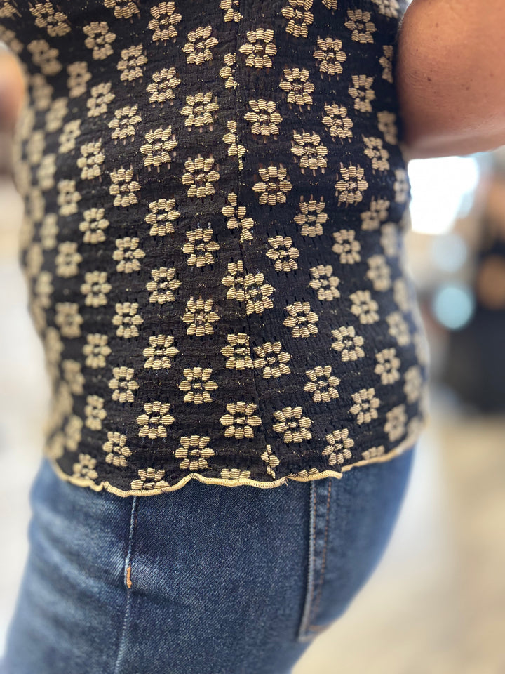 Eclipse Bloom Mesh Top-Tops-Hem & Thread-Evergreen Boutique, Women’s Fashion Boutique in Santa Claus, Indiana