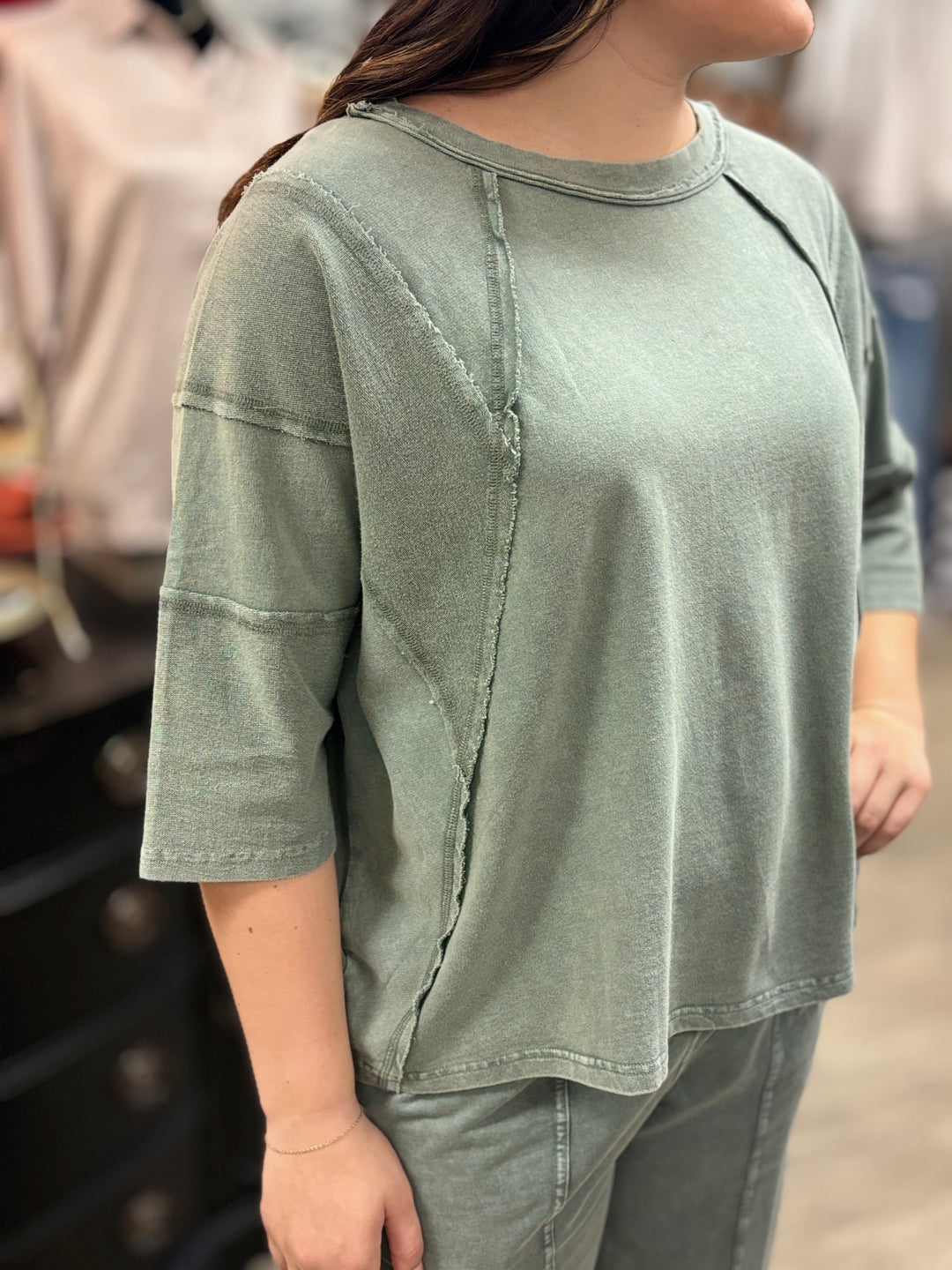 Terry Mineral Washed Top-Short Sleeves-Easel-Evergreen Boutique, Women’s Fashion Boutique in Santa Claus, Indiana