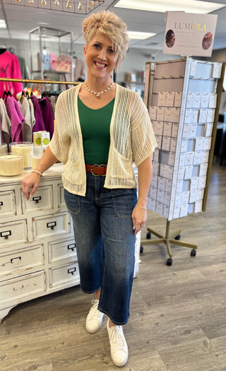 Judy Blue Lucky Break Wide Crop Utility Jeans