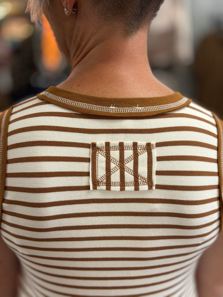 Caramel Glow Striped Maxi Dress-Dresses-Blu Pepper-Evergreen Boutique, Women’s Fashion Boutique in Santa Claus, Indiana