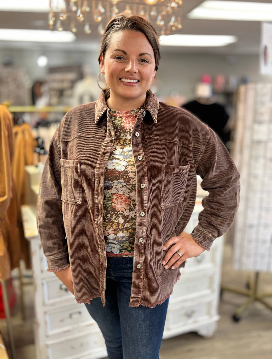 The Oakley Corduroy Mineral Wash Jacket-Tops-Sewn & Seen-Evergreen Boutique, Women’s Fashion Boutique in Santa Claus, Indiana